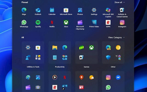 微软Windows 11开始菜单大改版！全部应用一页显示、推荐项可彻底关闭-绿动下载