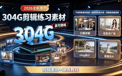2026全新爆款304G剪辑练习素材(含课程)-绿动下载